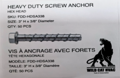 Vis à ancrage avec forets 3" x 3/8" – Boîte de 50